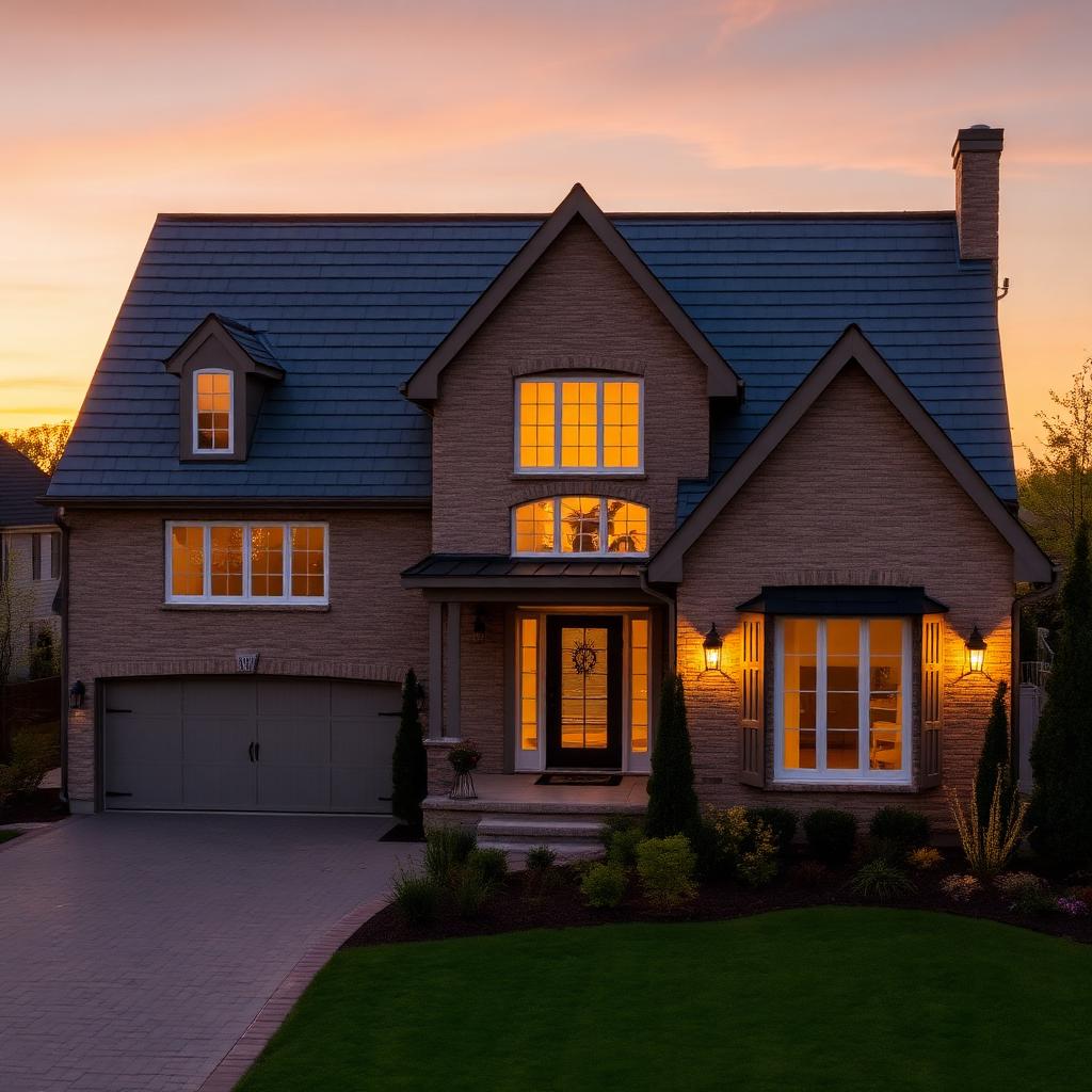 Premium re-roofed home at sunset